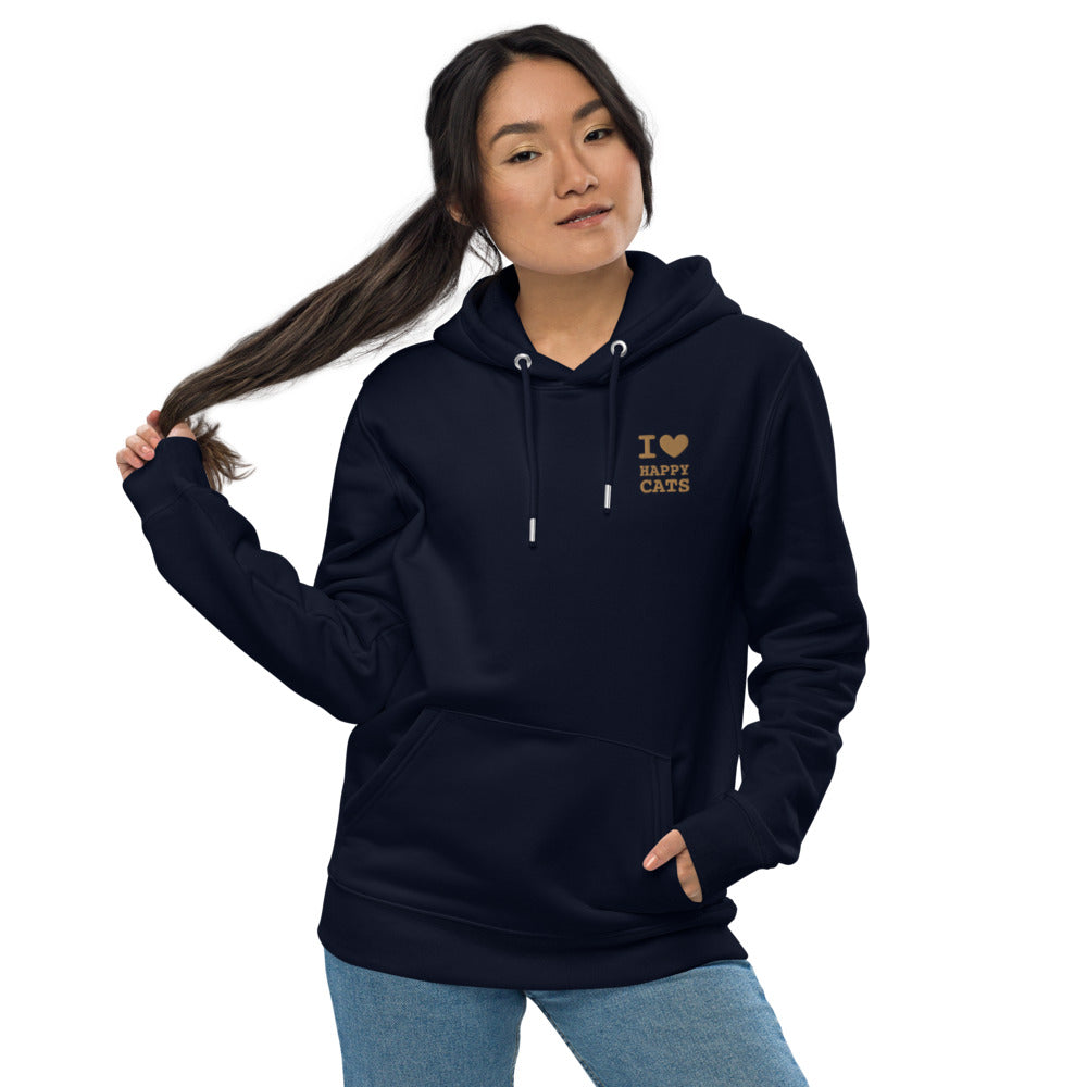 Premium Happy Cats Eco-Hoodie with embroidered logo