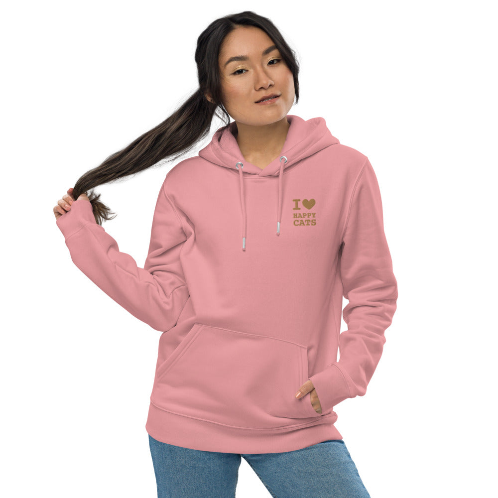 Premium Happy Cats Eco-Hoodie with embroidered logo