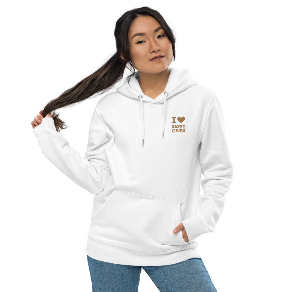 Premium Happy Cats Eco-Hoodie with embroidered logo